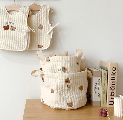 Baby Embroidered Pattern Baby Bottle Storage Basket-2