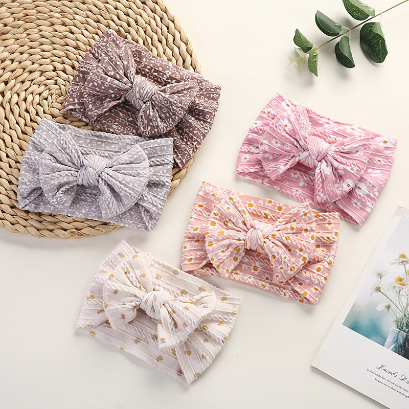 Baby Floral Print Soft Big Bow Headband-10