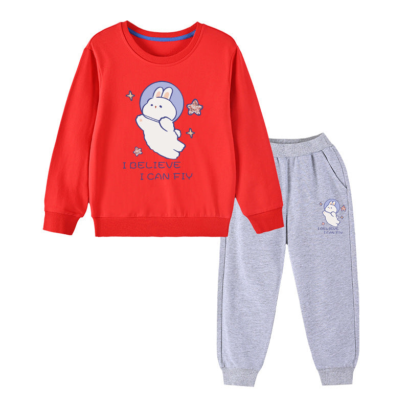 Baby Girl Cute Bunny Graphic Hoodie Combo Loose Trousers Soft Cotton Sets-7