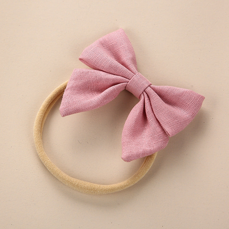 Baby Solid Color 3D Bow Handmade Elastic Headband-11