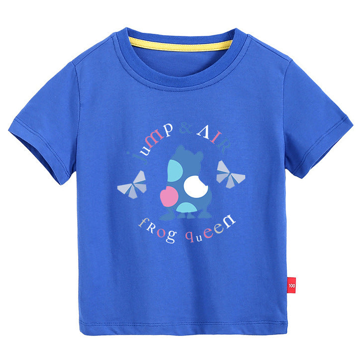 Baby Colorful Frog Print Pattern Short-Sleeved Round Collar Casual T-Shirt In Summer-10