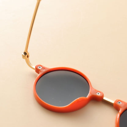 Kids Small Frame Design Vintage Style Metal Sunglasses-11