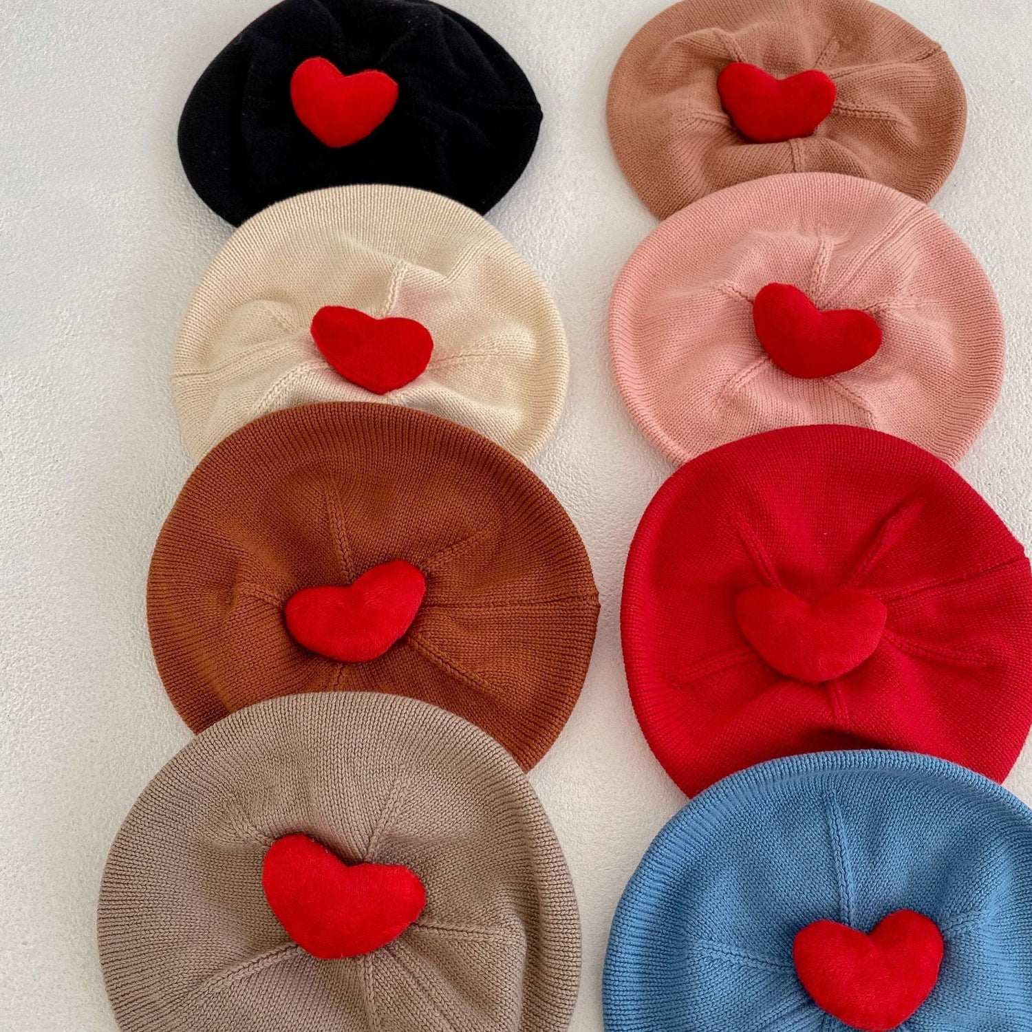 Baby Solid Color Heart Patched Design Knitted Hat-11