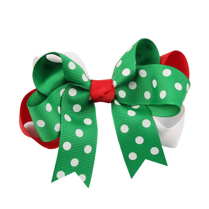 Christmas Various Pattern Dovetail Bow Shape Design Hair 5 Clips Festival Gift-11