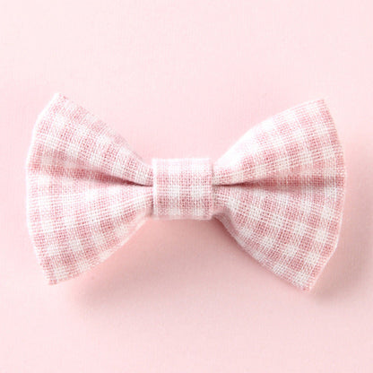 Girls Plaid Pattern Bow Tie Hair Fabric Clips Handmade Accessory-11