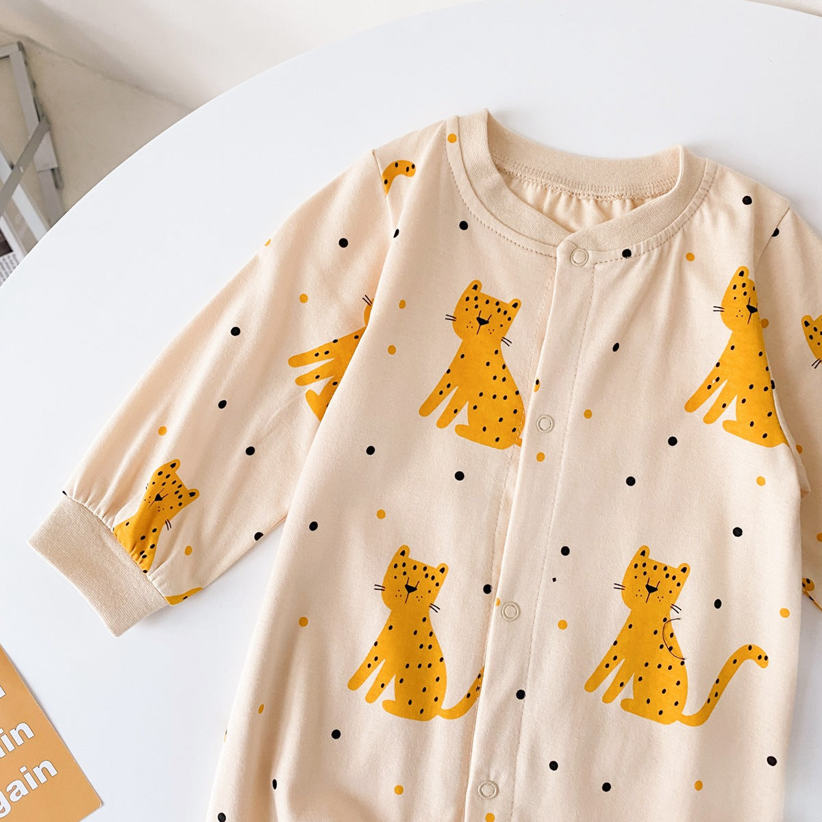 Baby Boy Cartoon Animals Graphic Snap Button Front Design Long Sleeved Romper Jumpsuit-11