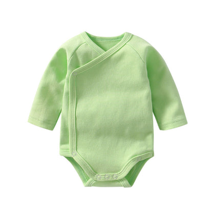 Baby Multi Color Bias Placket With Slanting Button Long Sleeve Onesies-12