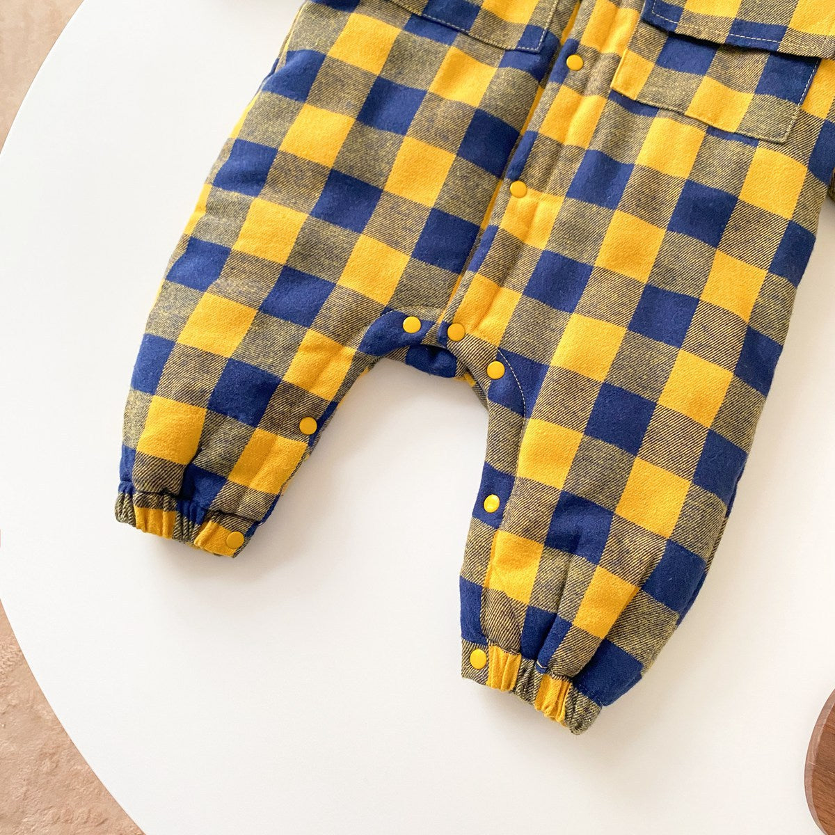 Baby Boy Plaid Pattern Snap Button Front Long-sleeved Thick Rompers-12