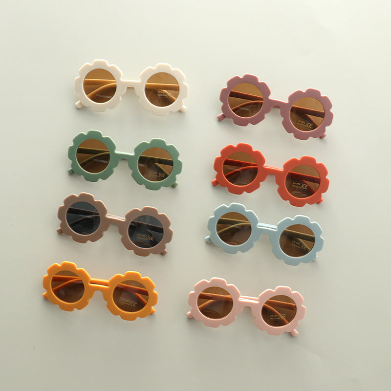 Kids Boy And Girl Flower Frame Shape Cute Fashion Sunglasses-0