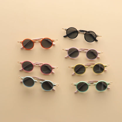 Kids Small Frame Design Vintage Style Metal Sunglasses-0