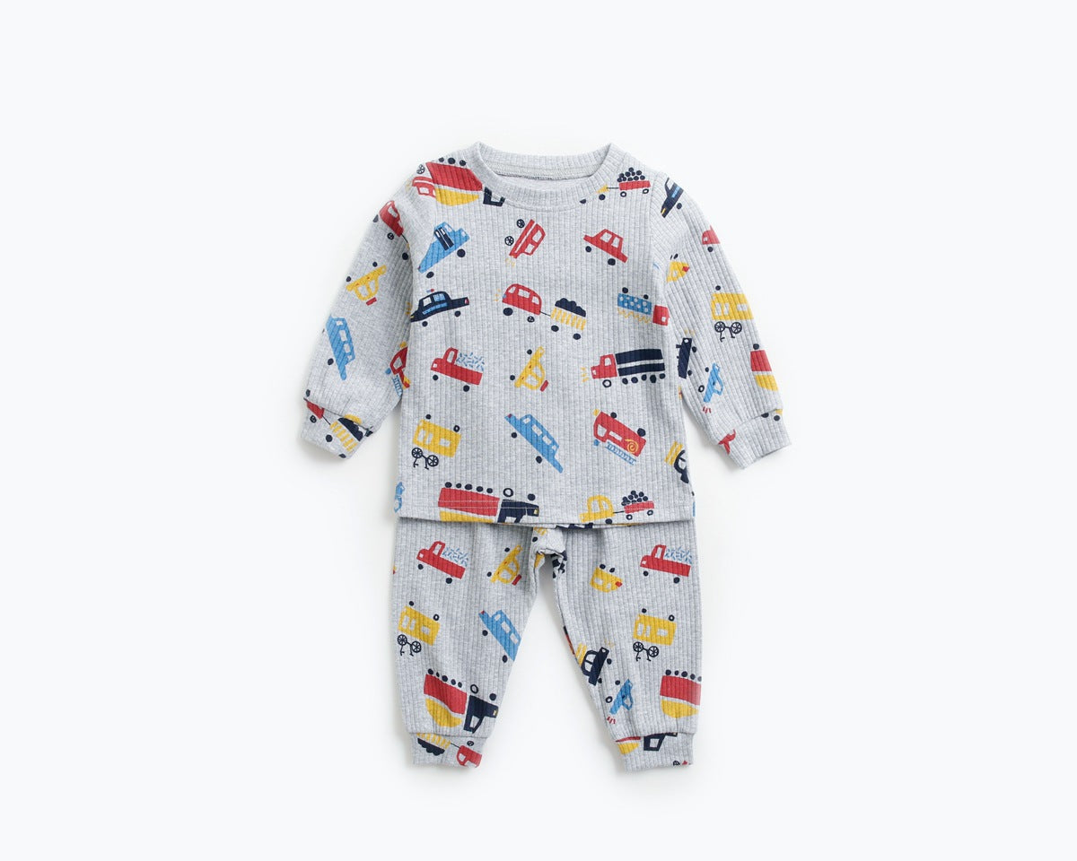 Baby 2pcs Cartoon Graphic Soft Cotton Shirt Combo Pants Sets Tracksuit-12