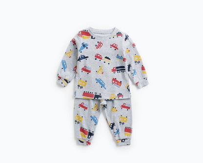 Baby 2pcs Cartoon Graphic Soft Cotton Shirt Combo Pants Sets Tracksuit-12