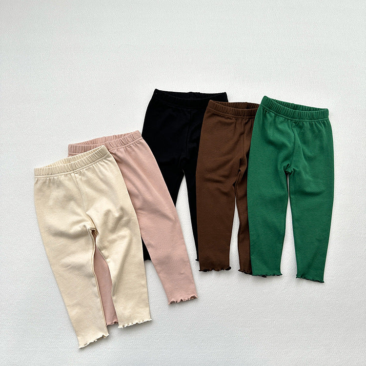 Ins Style Girls’ Fungus Leggings Spring And Autumn New Children’s Solid Color Leggings Girl’s Kindergarten Trousers-0