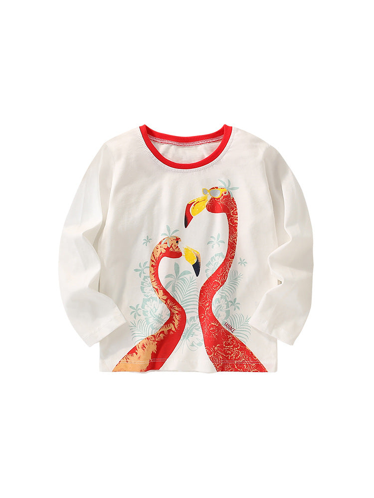 Baby Girl In New Autumn Cartoon Pattern Crewneck Casual Shirts-1