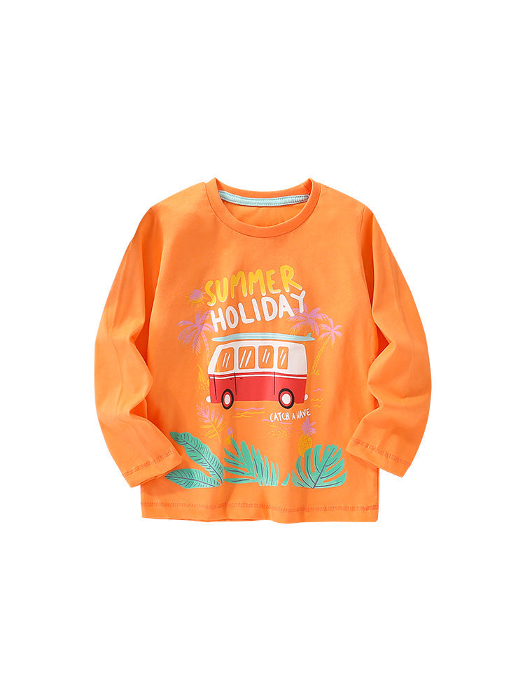 Infant Baby Boy Cartoon Pattern Crewneck Casual Shirts-2