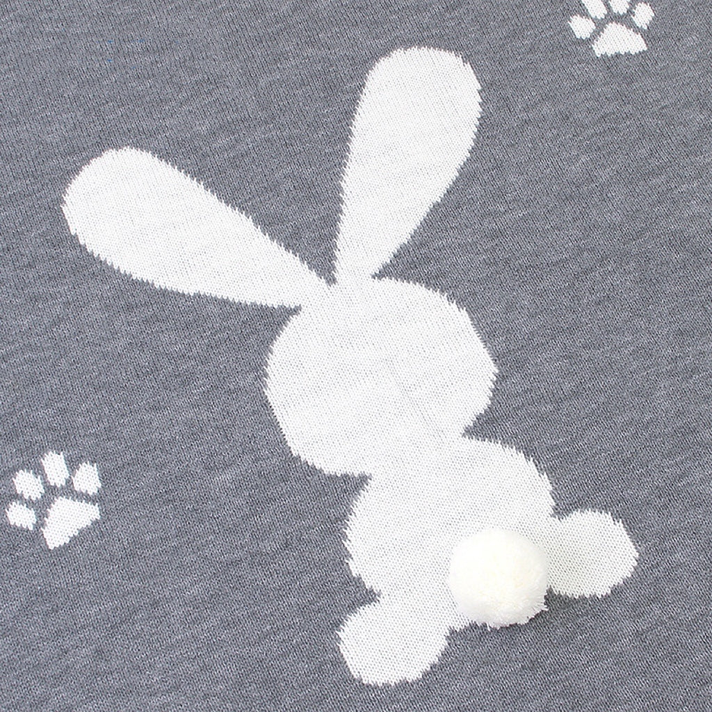 Baby Cartoon Rabbit &amp; Footprints Embroidered Graphic 3D Tail Blanket-12