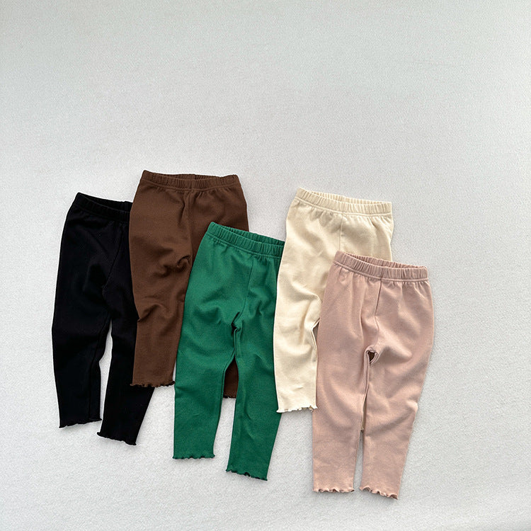 Ins Style Girls’ Fungus Leggings Spring And Autumn New Children’s Solid Color Leggings Girl’s Kindergarten Trousers-12