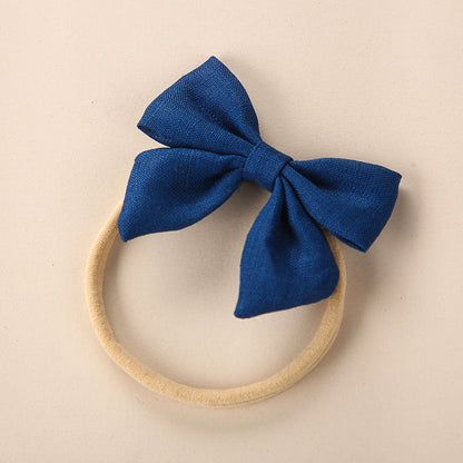 Baby Solid Color 3D Bow Handmade Elastic Headband-13