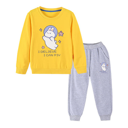 Baby Girl Cute Bunny Graphic Hoodie Combo Loose Trousers Soft Cotton Sets-8