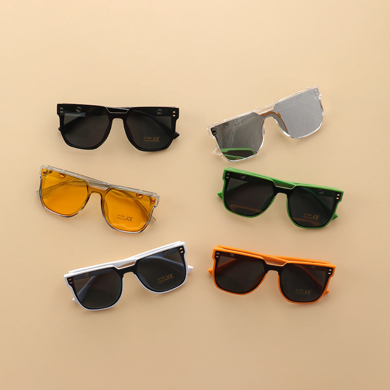 Kids Various Style Colorful Big Frame Fashion Sunglasses-0