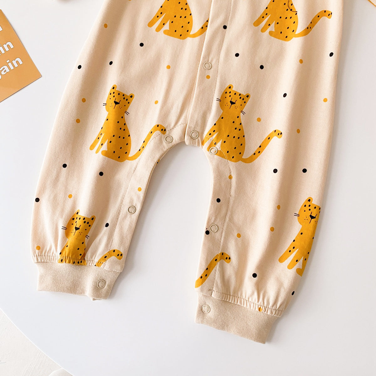 Baby Boy Cartoon Animals Graphic Snap Button Front Design Long Sleeved Romper Jumpsuit-13