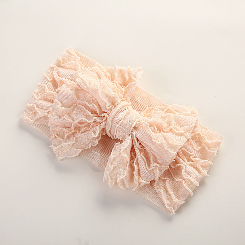 Baby Solid Color Elastic Handmade Big Bow Headband-15