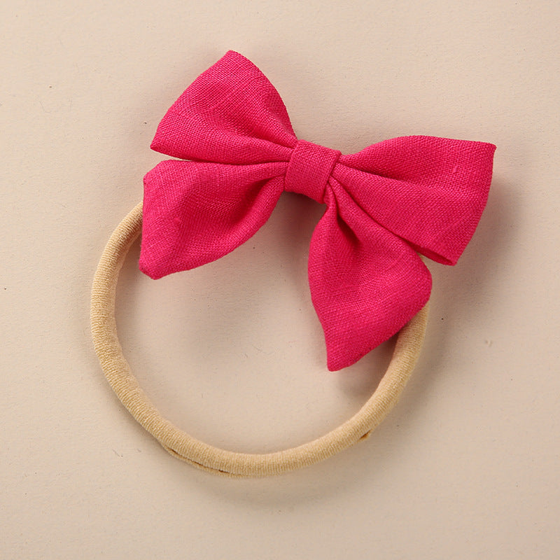 Baby Solid Color 3D Bow Handmade Elastic Headband-15