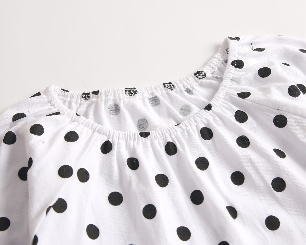 Baby Girl Polka Dot Graphic Long Sleeved Cute Bodysuit &amp; Hats-15