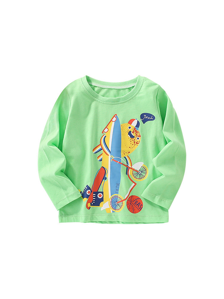 Infant Baby Boy Cartoon Pattern Crewneck Casual Shirts-3