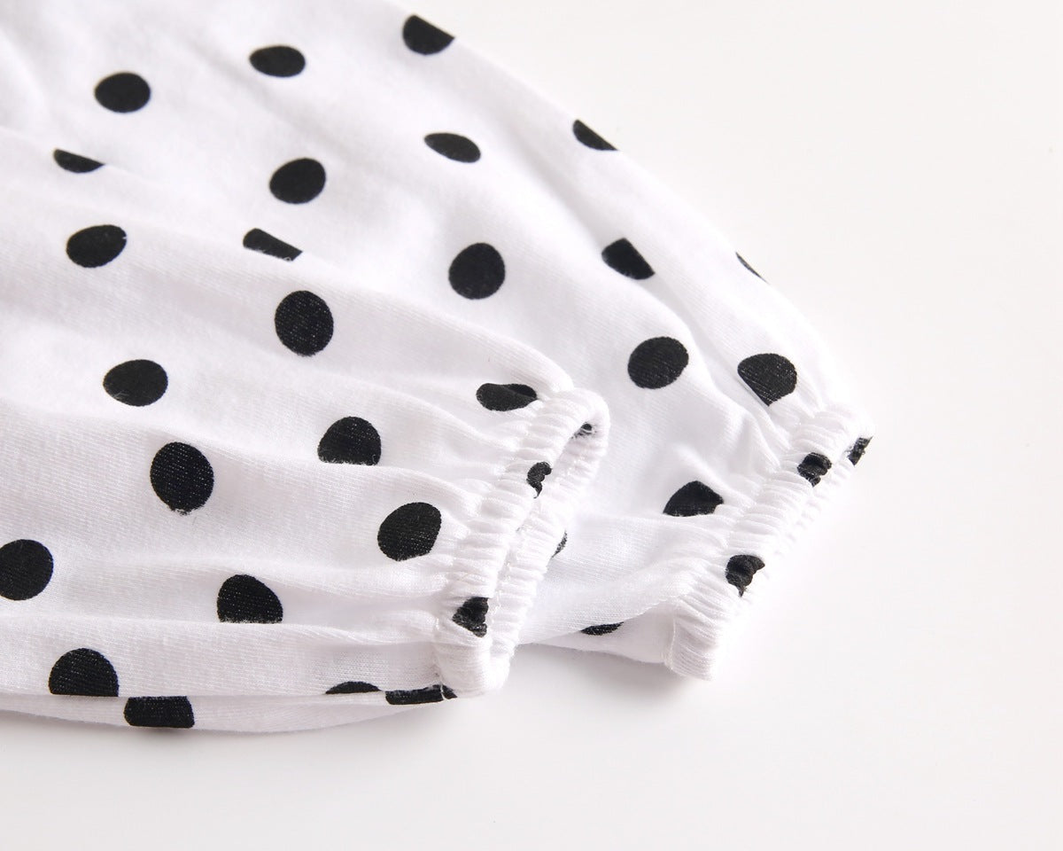 Baby Girl Polka Dot Graphic Long Sleeved Cute Bodysuit &amp; Hats-16