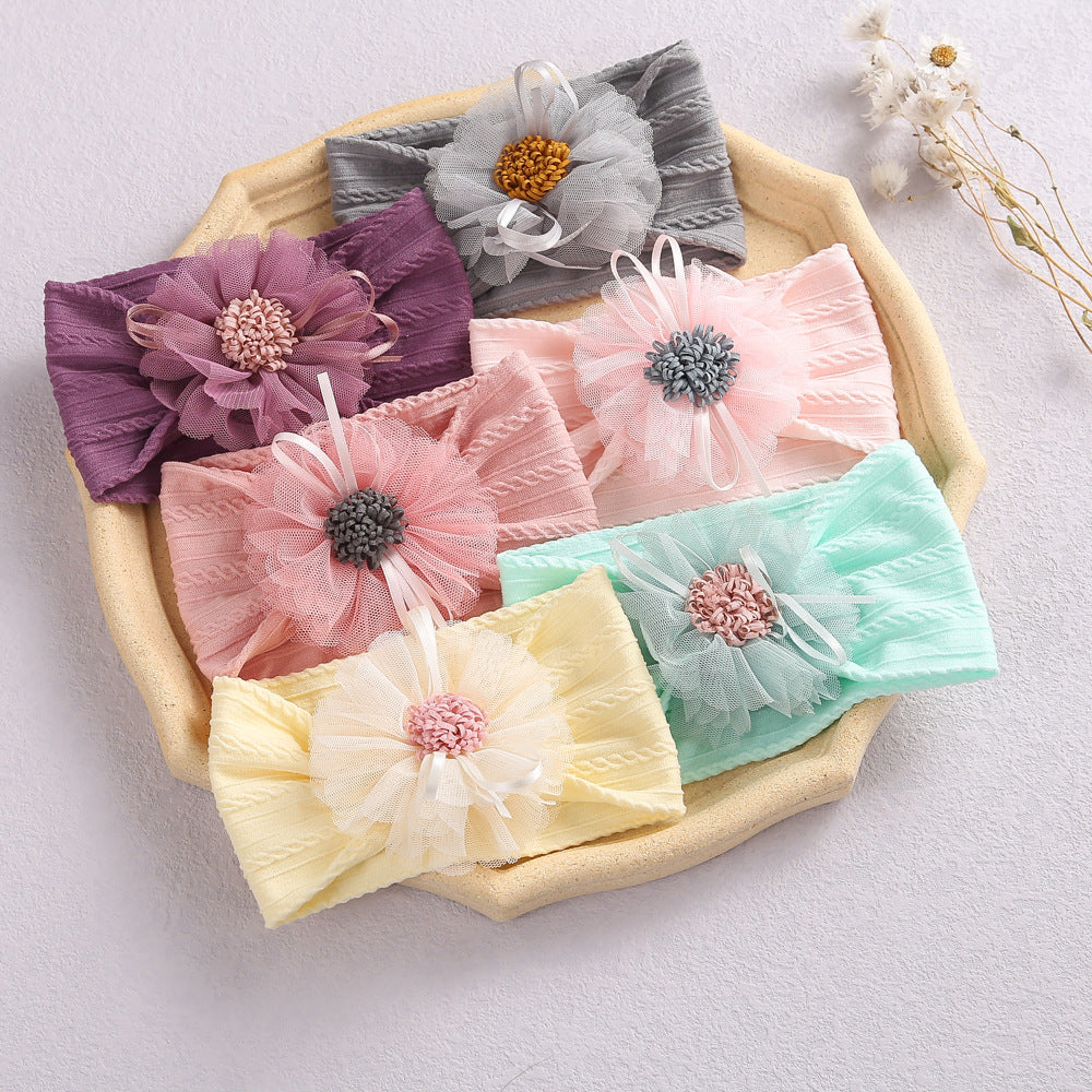 Baby Lace Floral Elastic Cotton Headband-0