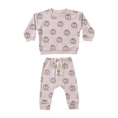 Baby Boy And Girl Print Pattern Cotton Hoodie Combo Trousers Sets-16