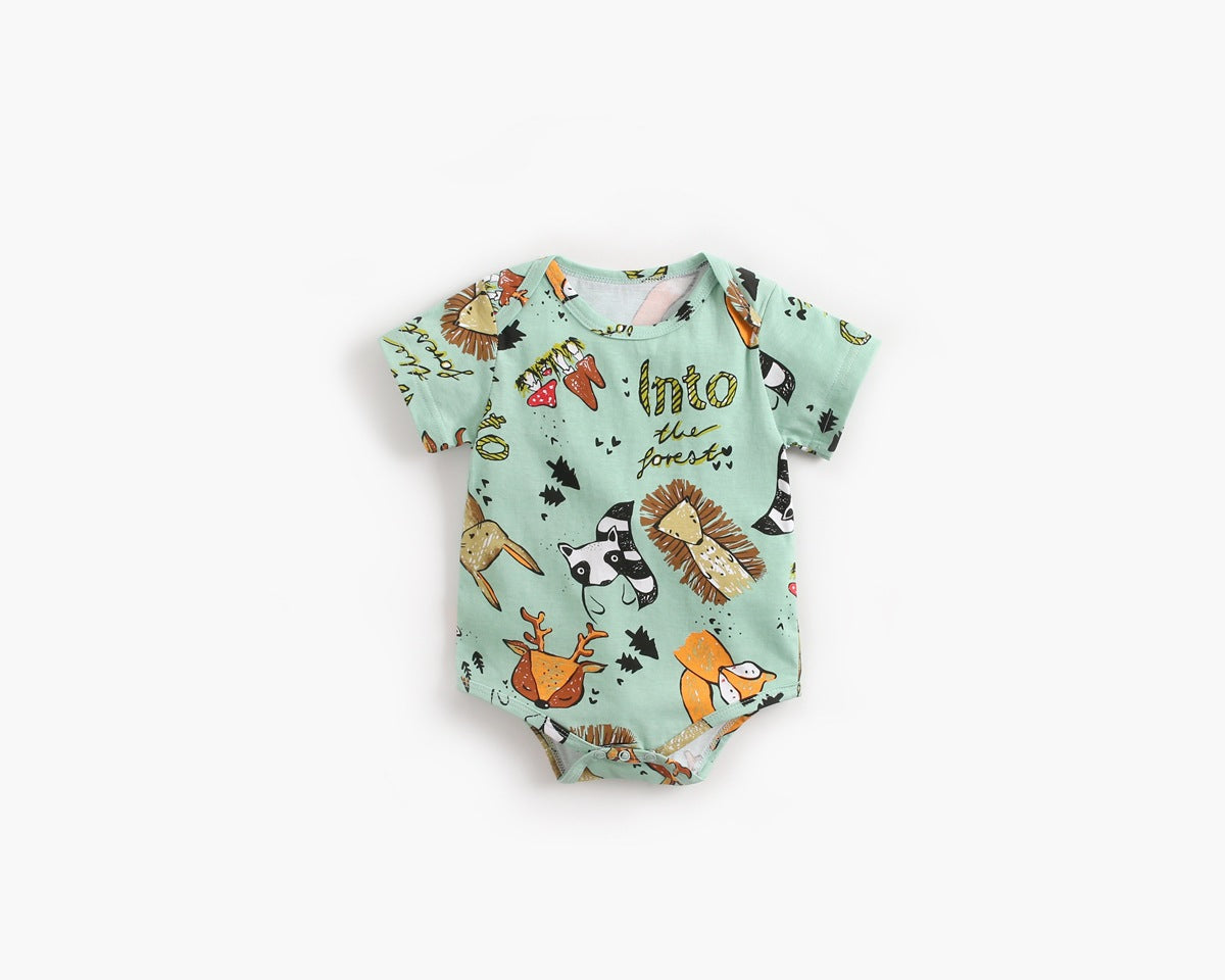 Baby Boy And Girl Animal Print Short-Sleeved O-Neck Lovely Onesies In Summer-17