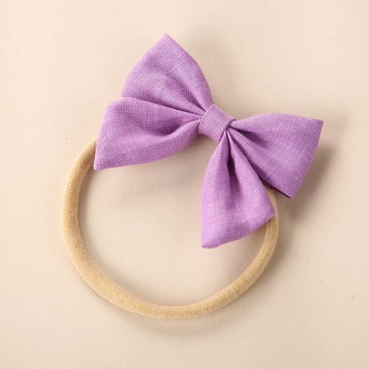 Baby Solid Color 3D Bow Handmade Elastic Headband-17