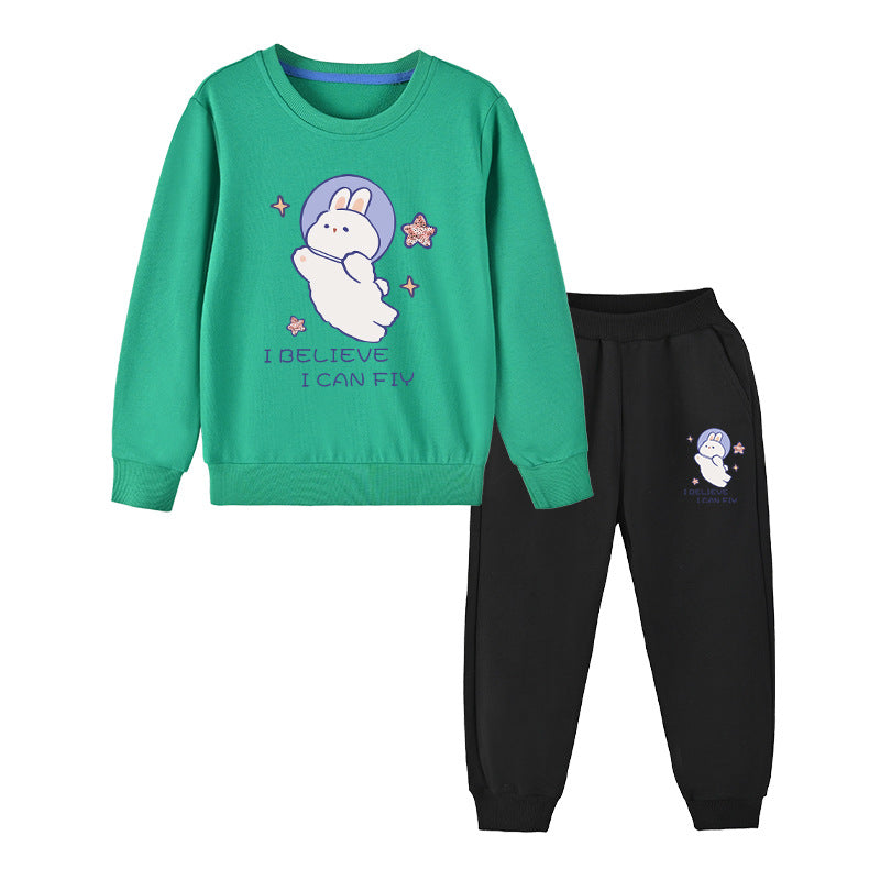 Baby Girl Cute Bunny Graphic Hoodie Combo Loose Trousers Soft Cotton Sets-12