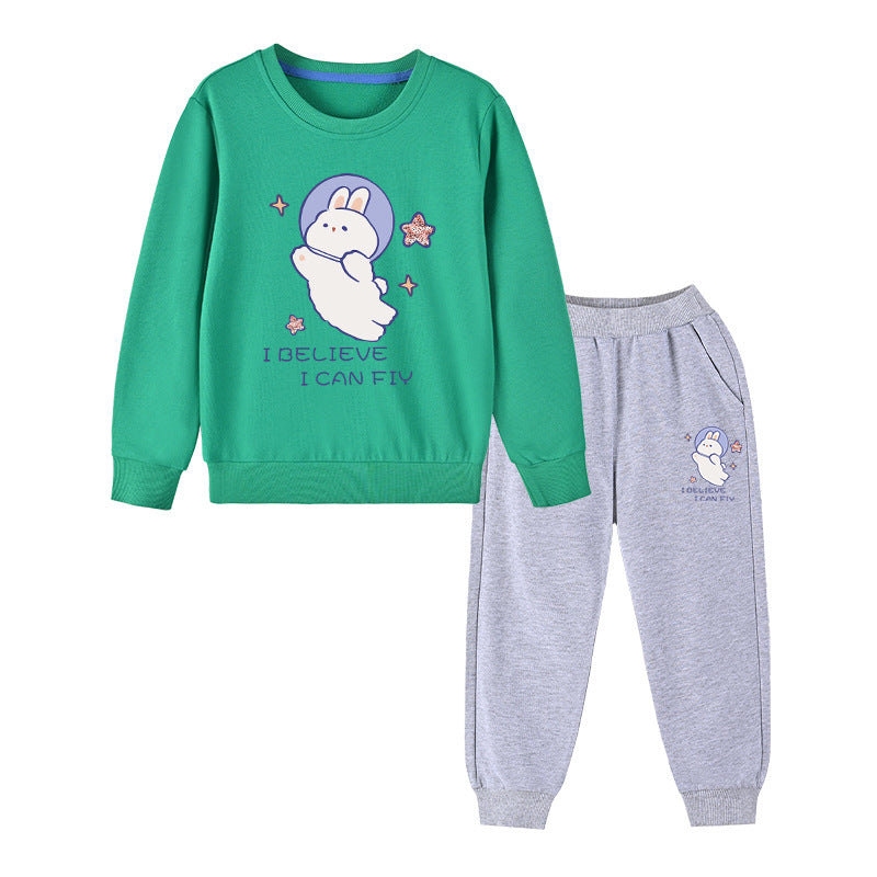 Baby Girl Cute Bunny Graphic Hoodie Combo Loose Trousers Soft Cotton Sets-13