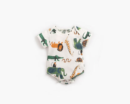 Baby Boy And Girl Animal Print Short-Sleeved O-Neck Lovely Onesies In Summer-18