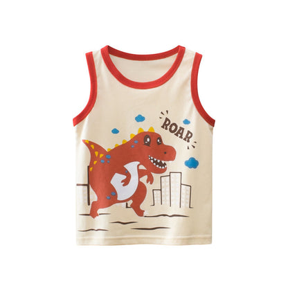 Baby Cartoon Print Pattern Sleeveless Crewneck Tops-2