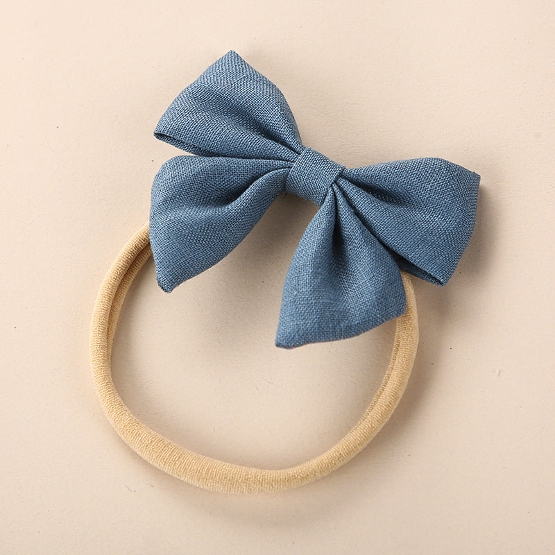 Baby Solid Color 3D Bow Handmade Elastic Headband-18