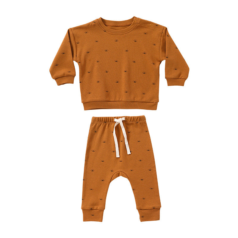 Baby Boy And Girl Print Pattern Cotton Hoodie Combo Trousers Sets-18