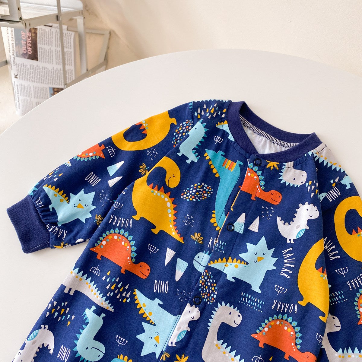 Baby Boy Cartoon Animals Graphic Snap Button Front Design Long Sleeved Romper Jumpsuit-17