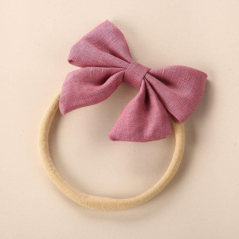 Baby Solid Color 3D Bow Handmade Elastic Headband-19