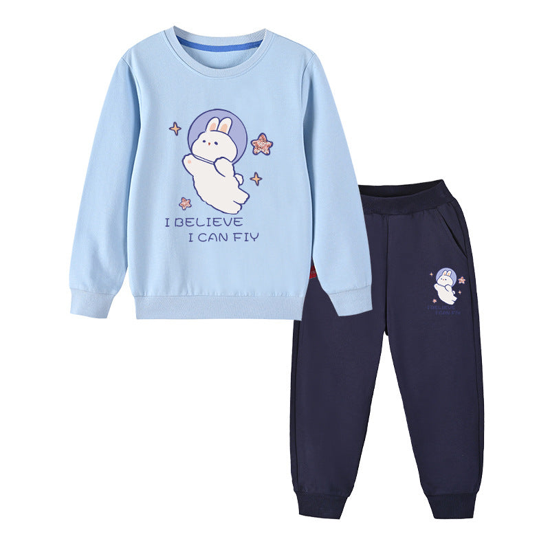 Baby Girl Cute Bunny Graphic Hoodie Combo Loose Trousers Soft Cotton Sets-14