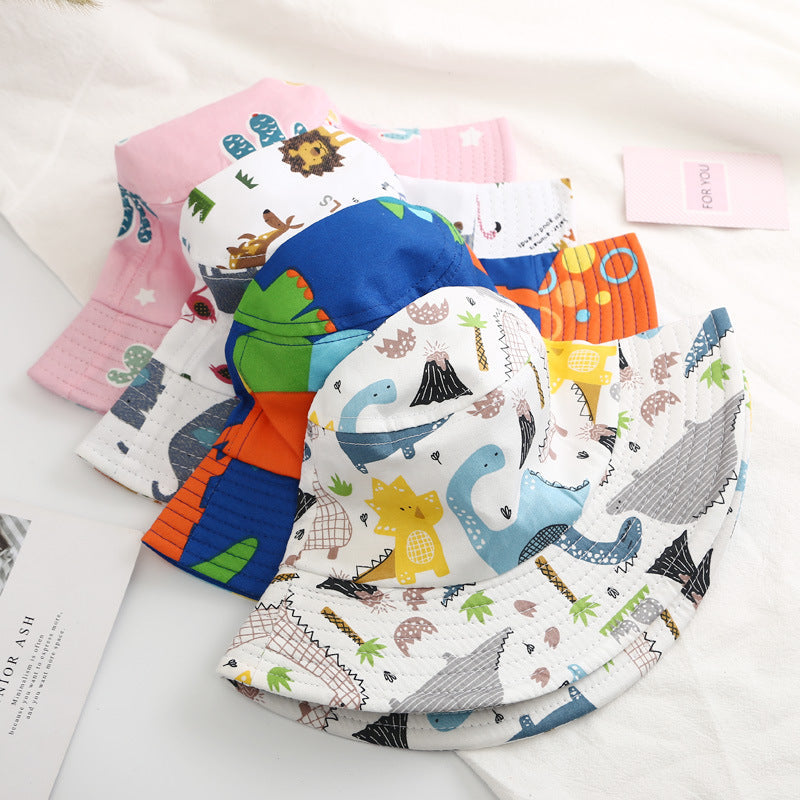 Baby Boy Cartoon Animal &amp; Cactus Pattern Sunshade Bowl Hats-1