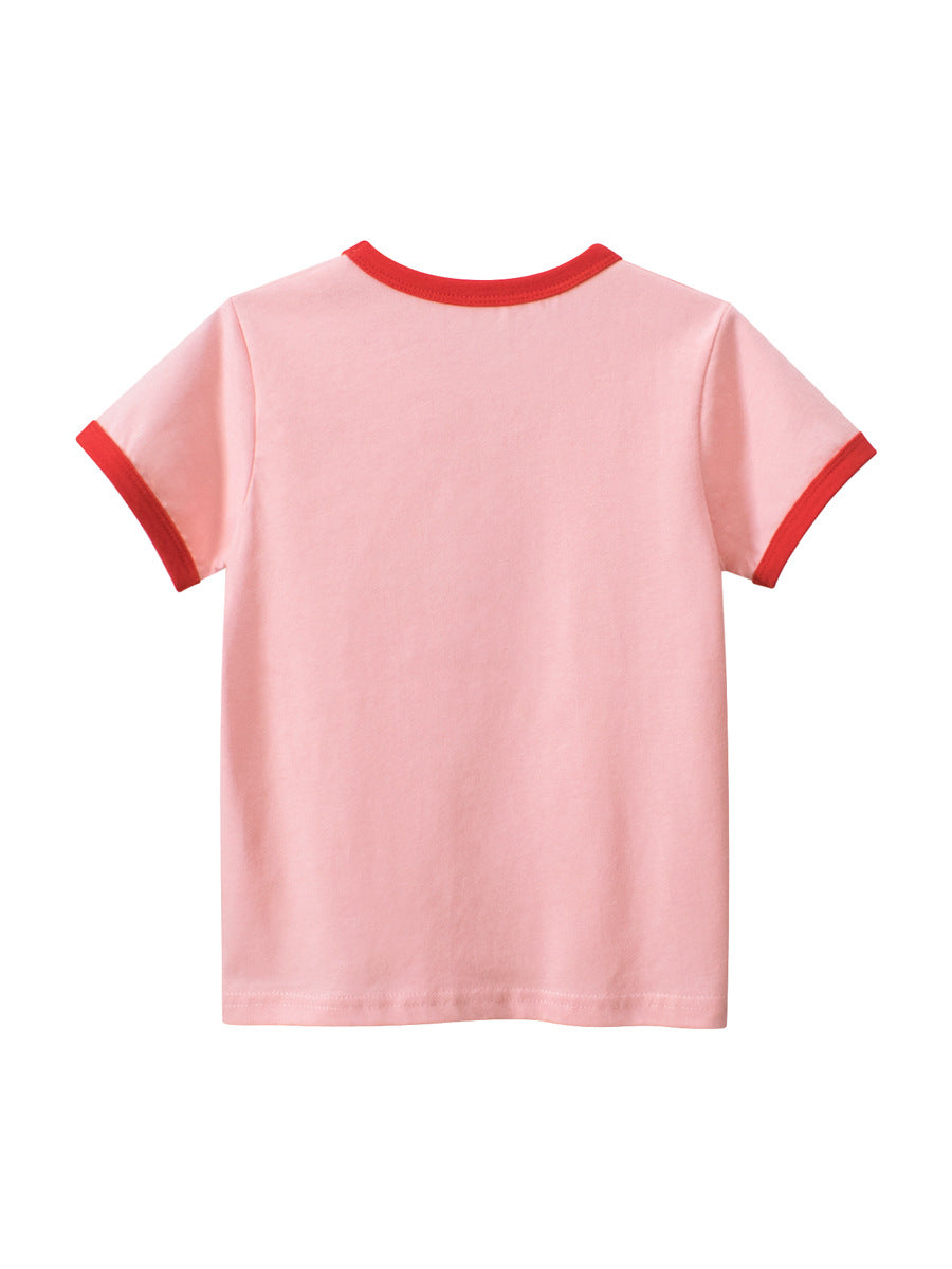 Strawberry Bear Printing Girls’ T-Shirt In European And American Style For Summer-1