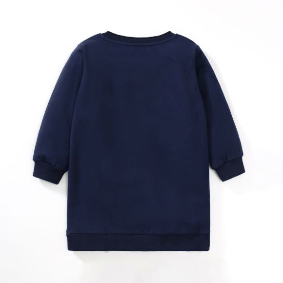 Baby Girl Navy Blue Fashion Long Sleeve Autumn Dress-1