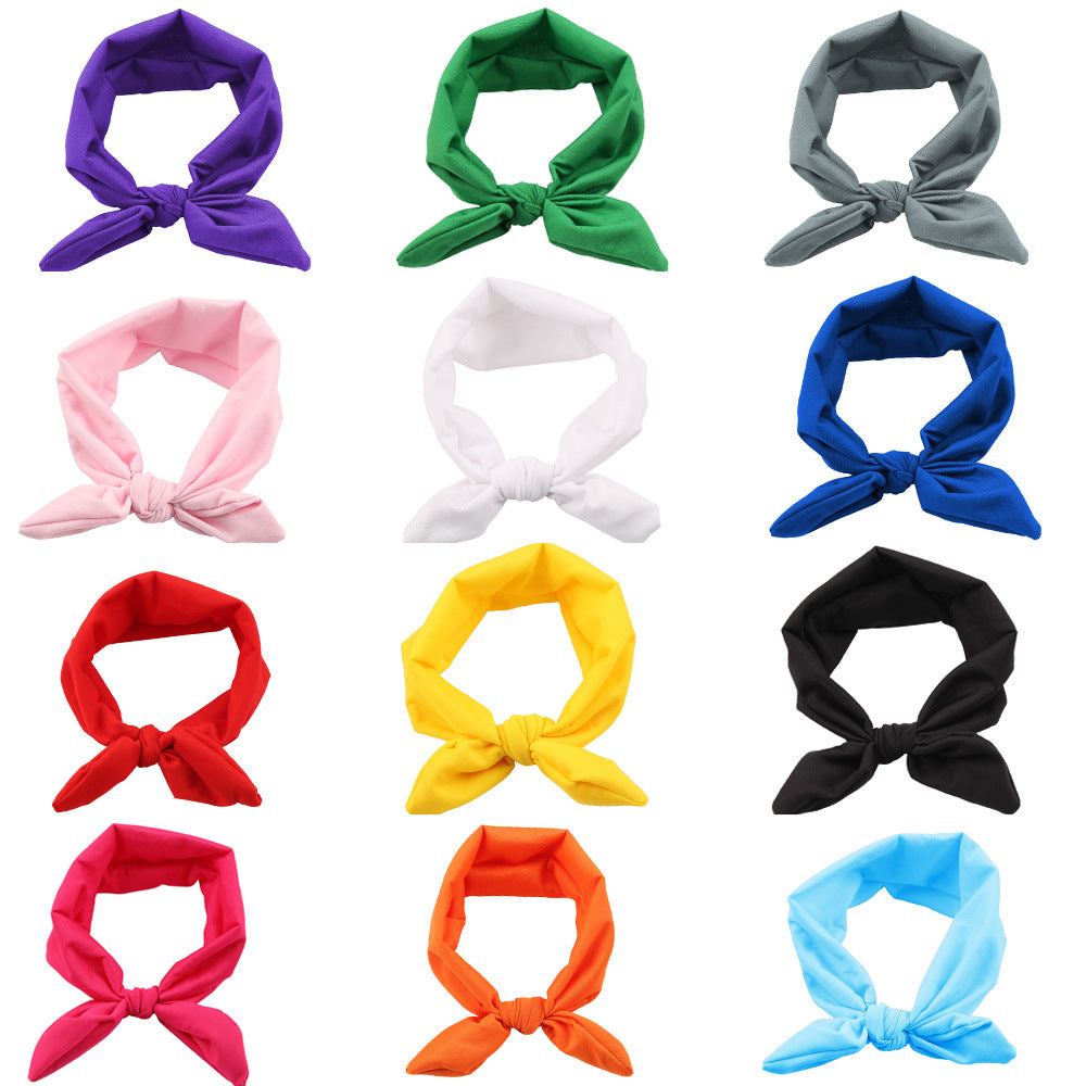 Newborn Baby Solid Color Bunny Ear Shape Elastic Headband-1