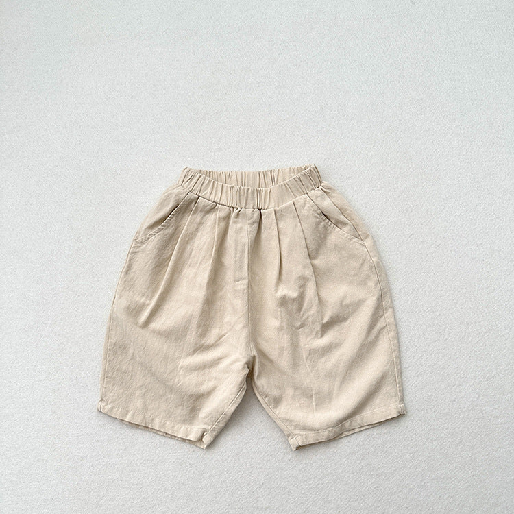 Summer New Arrival Unisex Plain Solid Color Cotton Pants-0