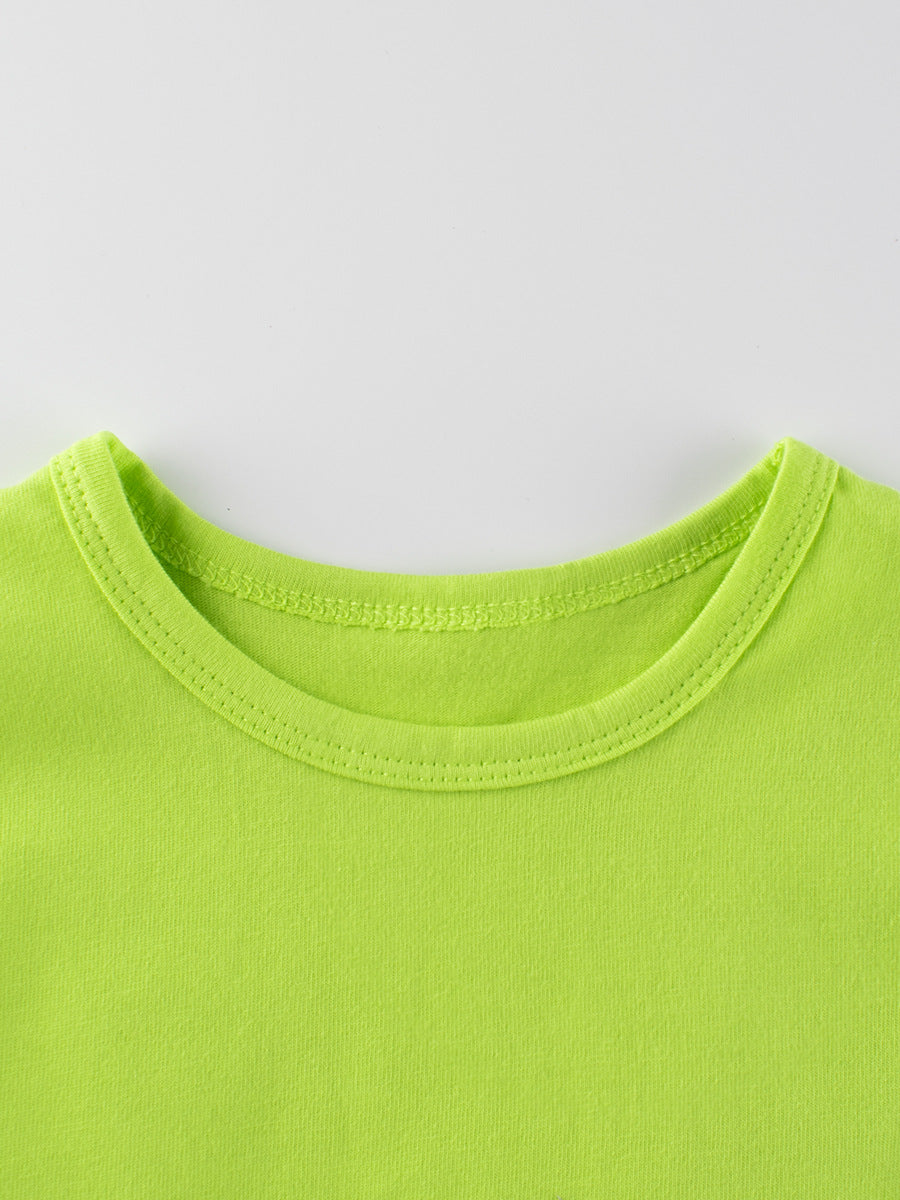 Hot Selling Baby Kids Unisex Solid Color Green T-Shirt In European And American Style-2