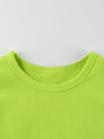 Hot Selling Baby Kids Unisex Solid Color Green T-Shirt In European And American Style-2